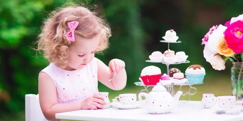 Little girl at tea party